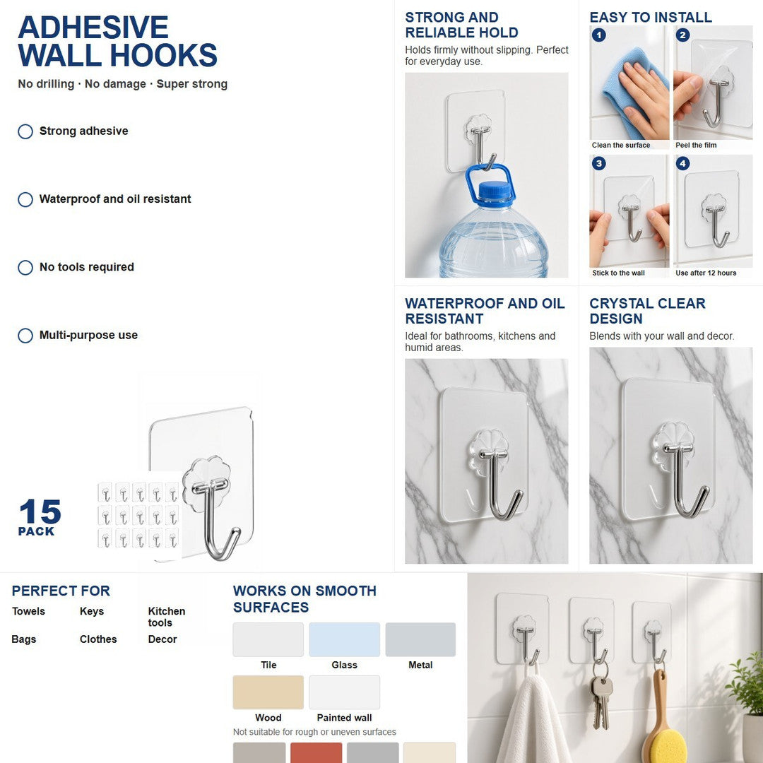 Clear sticky hooks