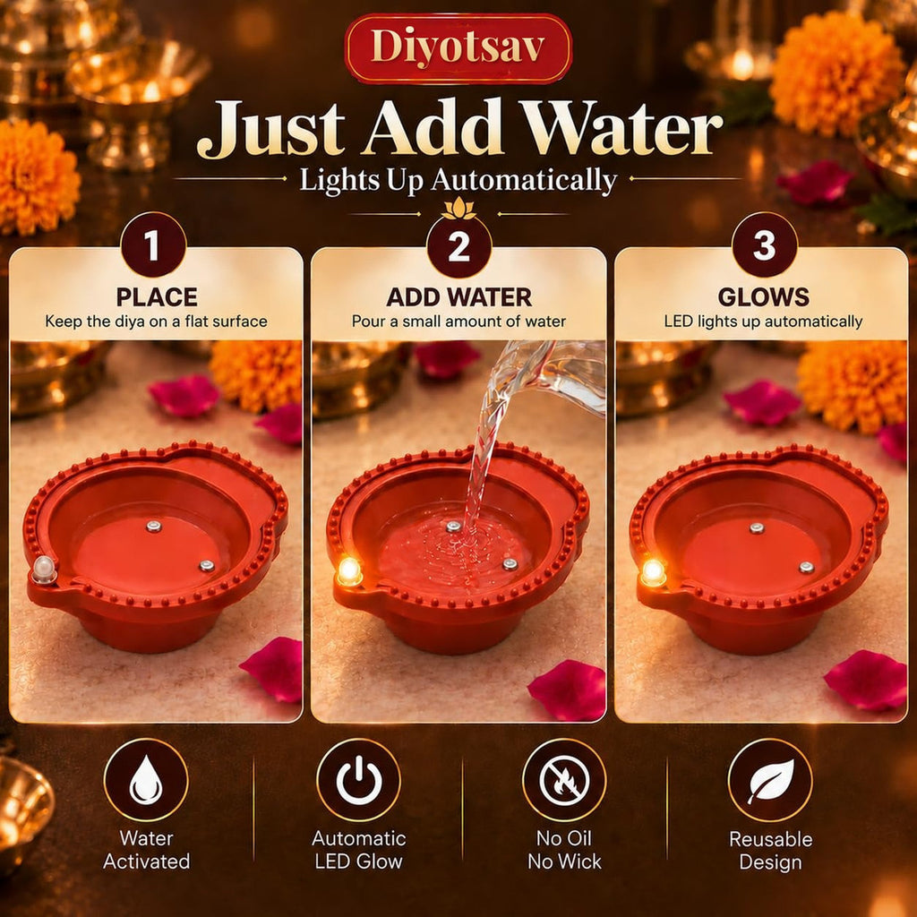 Diya lights up with a spoon of water