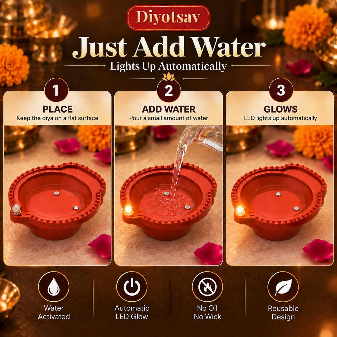 Diya lights up with a spoon of water
