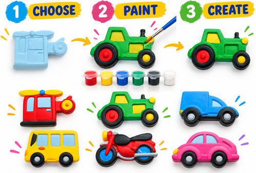 Vehicle moulds with colours and brush