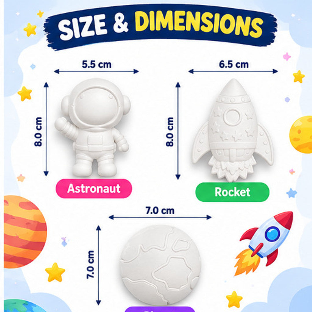 Space moulds with colours and brush